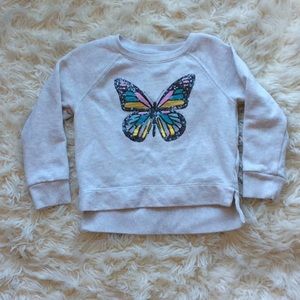 5/$25 sequin butterfly crewneck sweatshirt XS 4-5